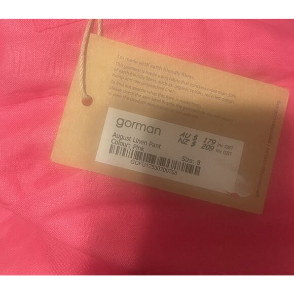 Gormon Women's 8 Pink August Linen Pleated Straight Lagenlook Artsy Pants NWT - Picture 7 of 7